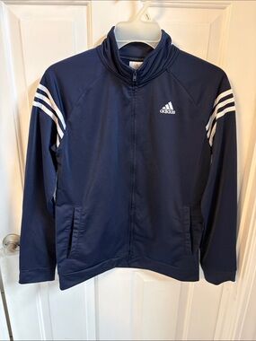 adidas Navy Jacket with White Stripe Accents kids xl 18-20
